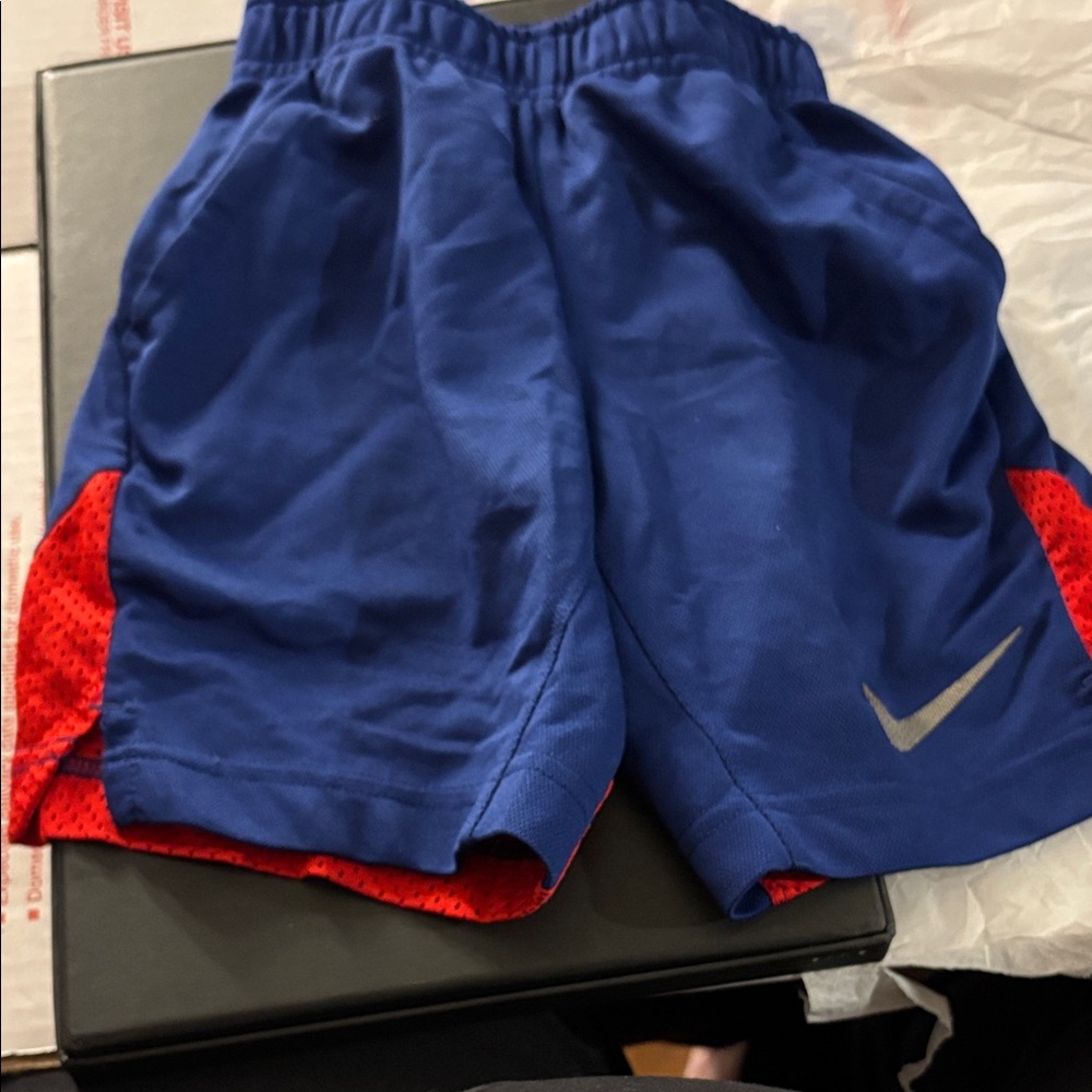 Nike Kids Blue and Red Shorts XS